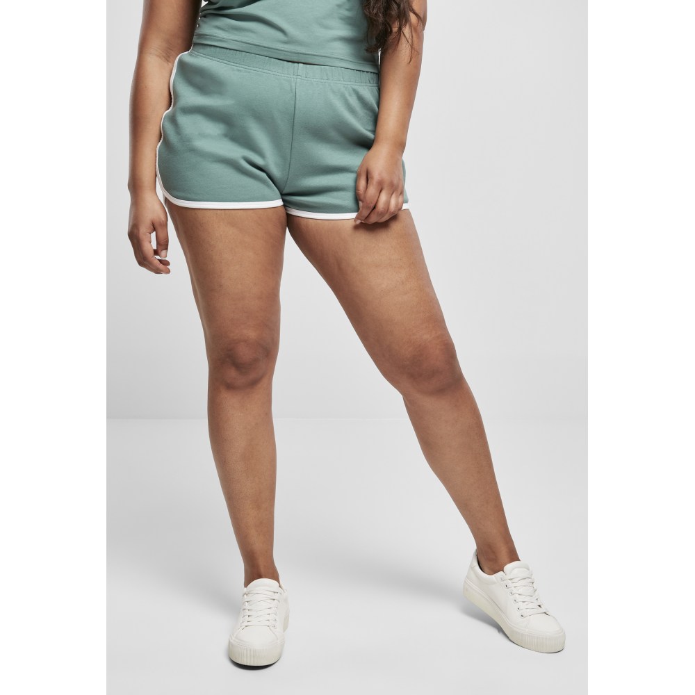 Urban Classics - Organic Interlock Retro Pantalon court - Vert/Blanc